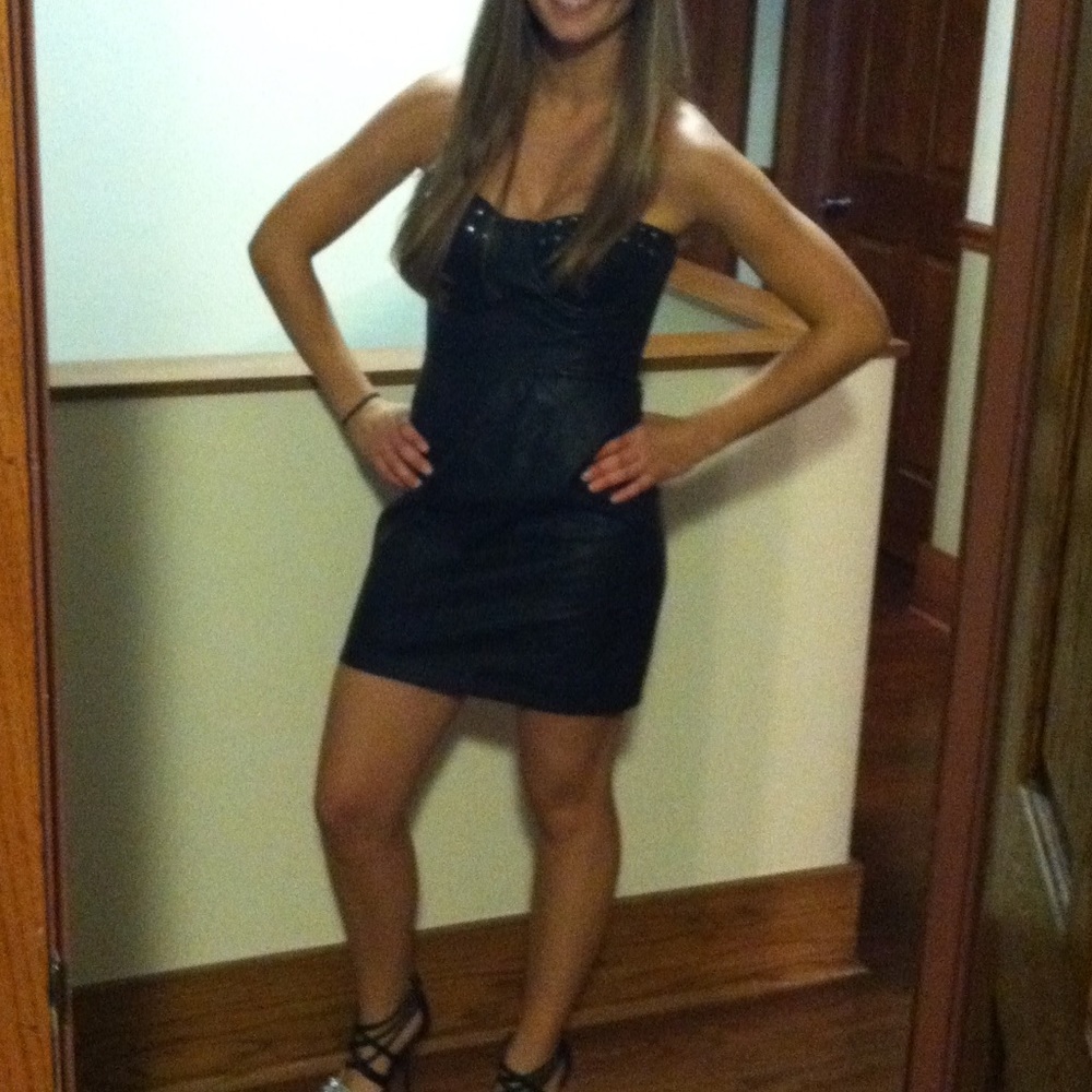 Studded Faux Leather Dress
